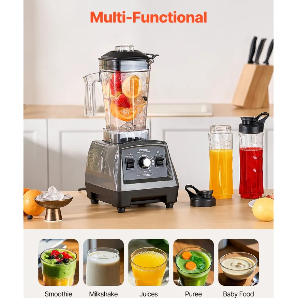 VEVOR Blender for Smoothies, 85 oz 1400W, Professional Blender with Powerful Motor, Multi-Functional Food Processing Blender with 2 Cups for Smoothie/Milkshake/Juice, Fits for Kitchen
