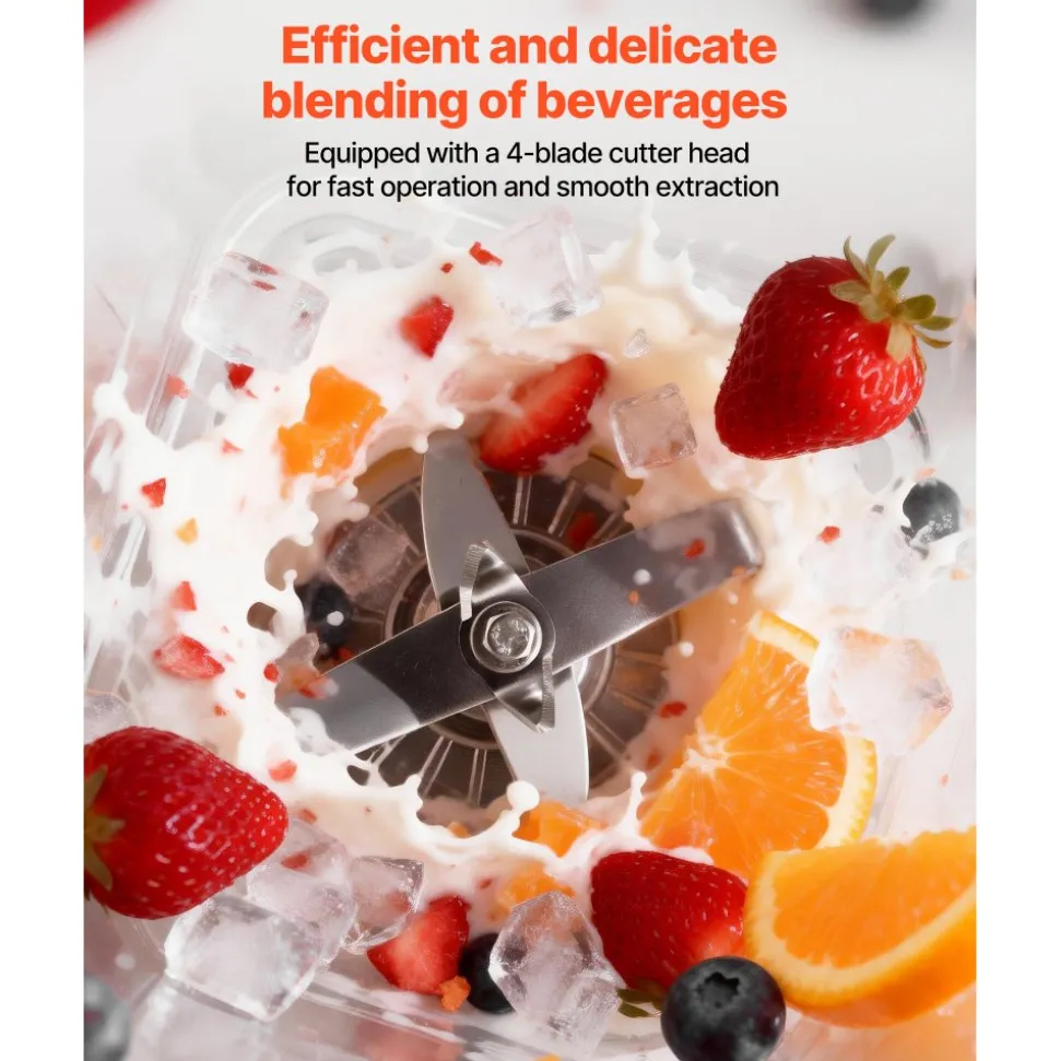 VEVOR Blender, 68 oz Professional Countertop Blenders with Shield, 2200W 26000RPM Kitchen Food Processor Combo, Self-Cleaning, Speed Adjustable, 6 Preset Menu for Smoothies, Ice Crushing, Puree, Black