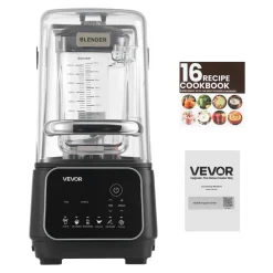 VEVOR Blender, 68 oz Professional Countertop Blenders with Shield, 2200W 26000RPM Kitchen Food Processor Combo, Self-Cleaning, Speed Adjustable, 6 Preset Menu for Smoothies, Ice Crushing, Puree, Black