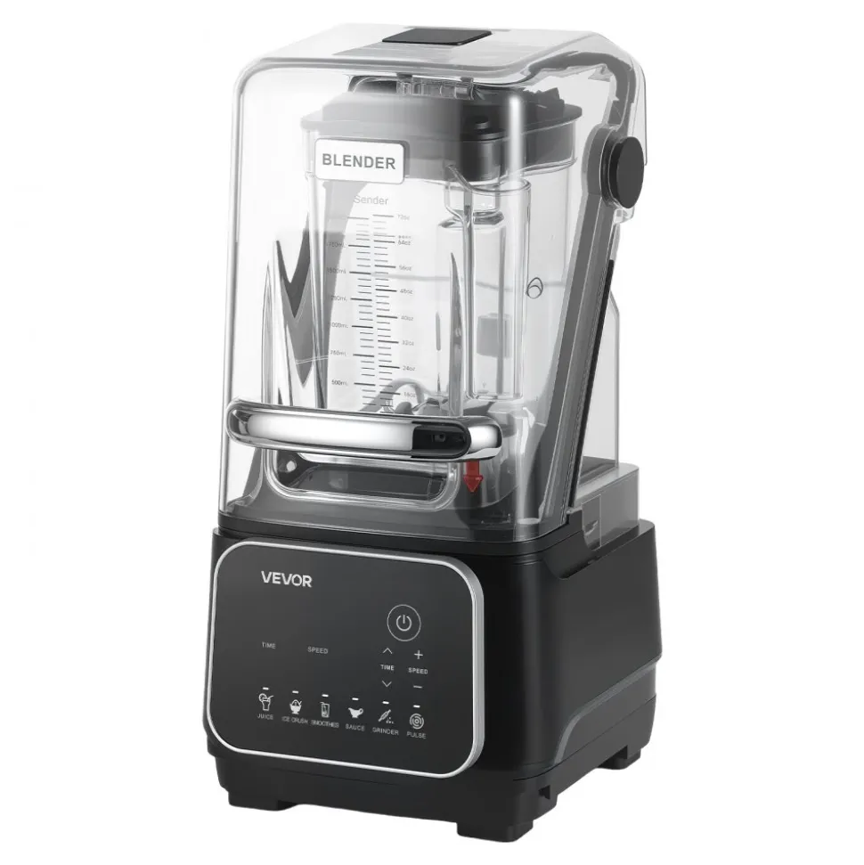 VEVOR Blender, 68 oz Professional Countertop Blenders with Shield, 2200W 26000RPM Kitchen Food Processor Combo, Self-Cleaning, Speed Adjustable, 6 Preset Menu for Smoothies, Ice Crushing, Puree, Black