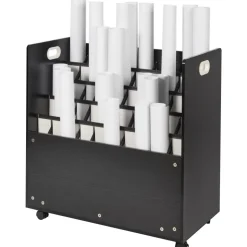 VEVOR Blueprint Storage Rack, 50 Slots Mobile Blueprint Storage Cabinet, Wooden Roll File Organizer Cart for Construction Plan Map Poster Architectural, Blueprint File Holder for Home, Office, School