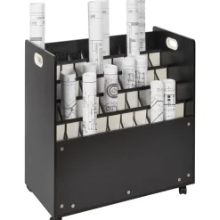 VEVOR Blueprint Storage Rack, 50 Slots Mobile Blueprint Storage Cabinet, Wooden Roll File Organizer Cart for Construction Plan Map Poster Architectural, Blueprint File Holder for Home, Office, School