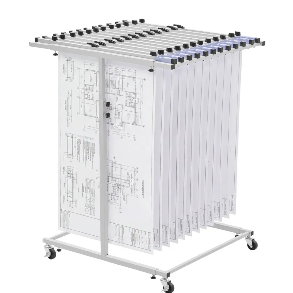 VEVOR Blueprint Storage Rack, Steel, Mobile Adjustable Blueprint Holder, Vertical Drawing Rack with Wheels, File Storage Organizer Stand, for Construction Plans Posters Home Office, Without Clamps