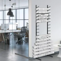 VEVOR Blueprint Storage Rack, Hanging Poster Display Rack 16-Tier, Vertical Blueprint Roll File Holder 2 Rolls/tire, Roll File Storage Rack for Blueprint Map Poster