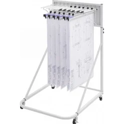 VEVOR Blueprint Storage Rack, Steel, Mobile Adjustable Blueprint Holder with 6 Pack of 24 Inch Aluminum Clamps, 4 Wheels, Display Rack Storage Organizer Stand, for File Display Plan Poster Office Home