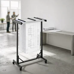 VEVOR Blueprint Storage Rack, Steel, Mobile Adjustable Blueprint Holder with 12 Pack of 30 Inch Aluminum Clamps, Wheels, Display Rack Storage Organizer Stand, for File Display Plan Poster Office Home