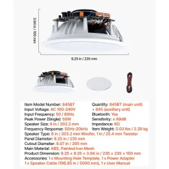 VEVOR Bluetooth Ceiling Speakers, 8