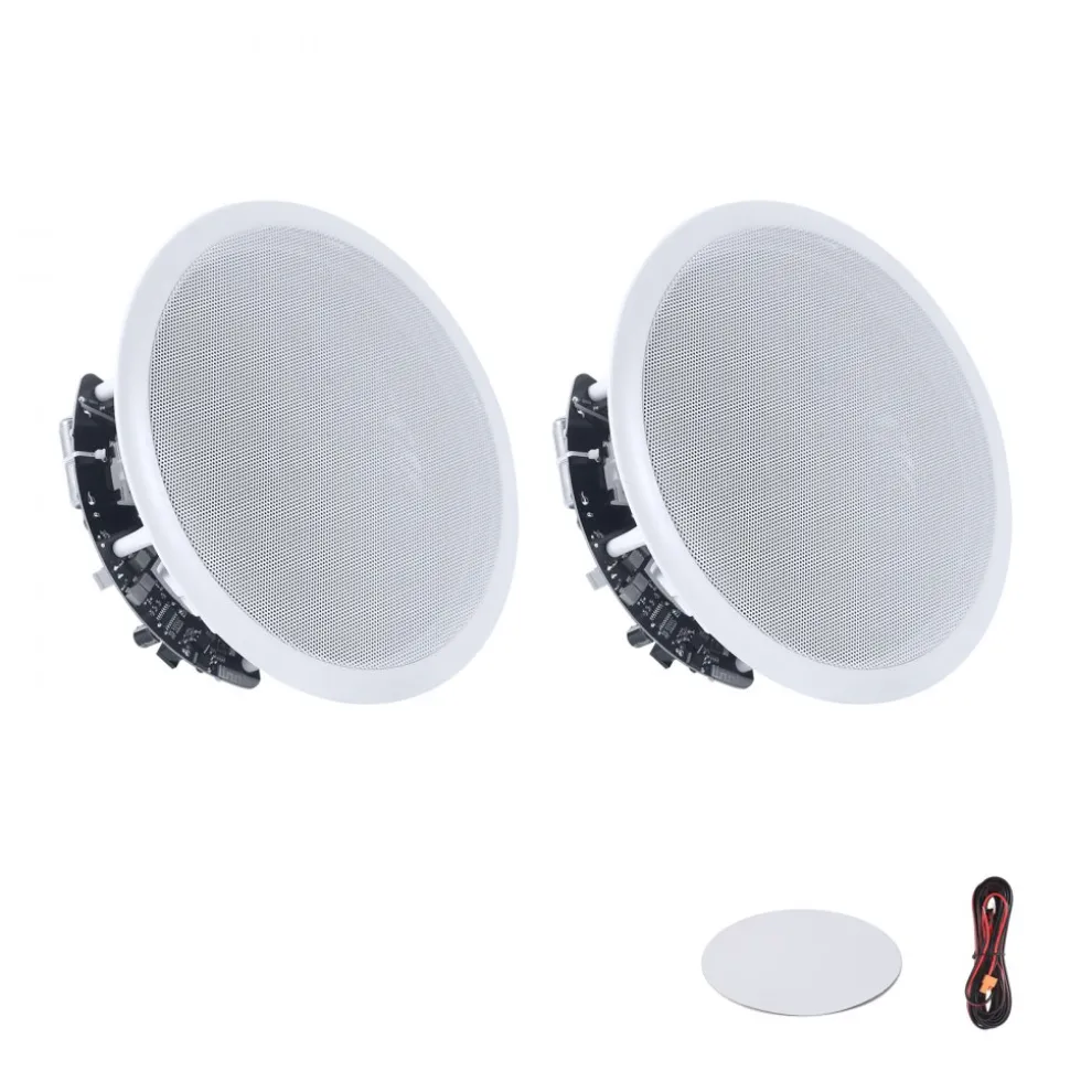 VEVOR Bluetooth Ceiling Speakers, 8", In Ceiling & In-Wall Speaker System with Amplifier, 2-Way Flush Mount Speakers, for Damp Humid Placement, Home Theater, Living Room, or Covered Patio, 1 Pair