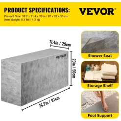 VEVOR Board Shower Bench Rectangle Bench Ready to Tile & Waterproof 47.2x16x20"