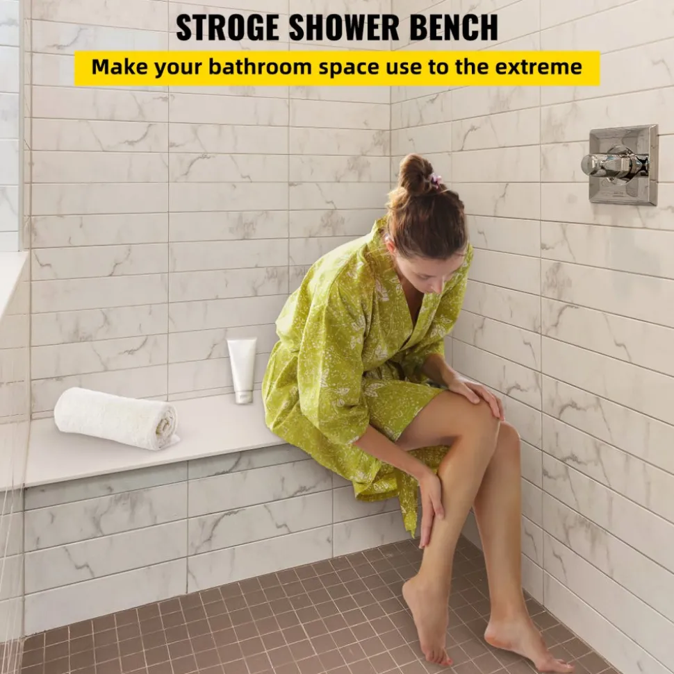 VEVOR Board Shower Bench Rectangle Bench Ready to Tile & Waterproof 47.2x16x20"