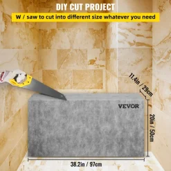 VEVOR Board Shower Bench Rectangle Bench Ready to Tile & Waterproof 47.2x16x20
