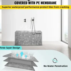VEVOR Board Shower Bench Rectangle Bench Ready to Tile & Waterproof 47.2x16x20