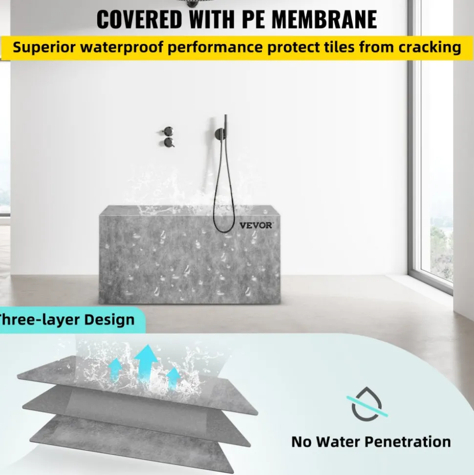 VEVOR Board Shower Bench Rectangle Bench Ready to Tile & Waterproof 47.2x16x20"