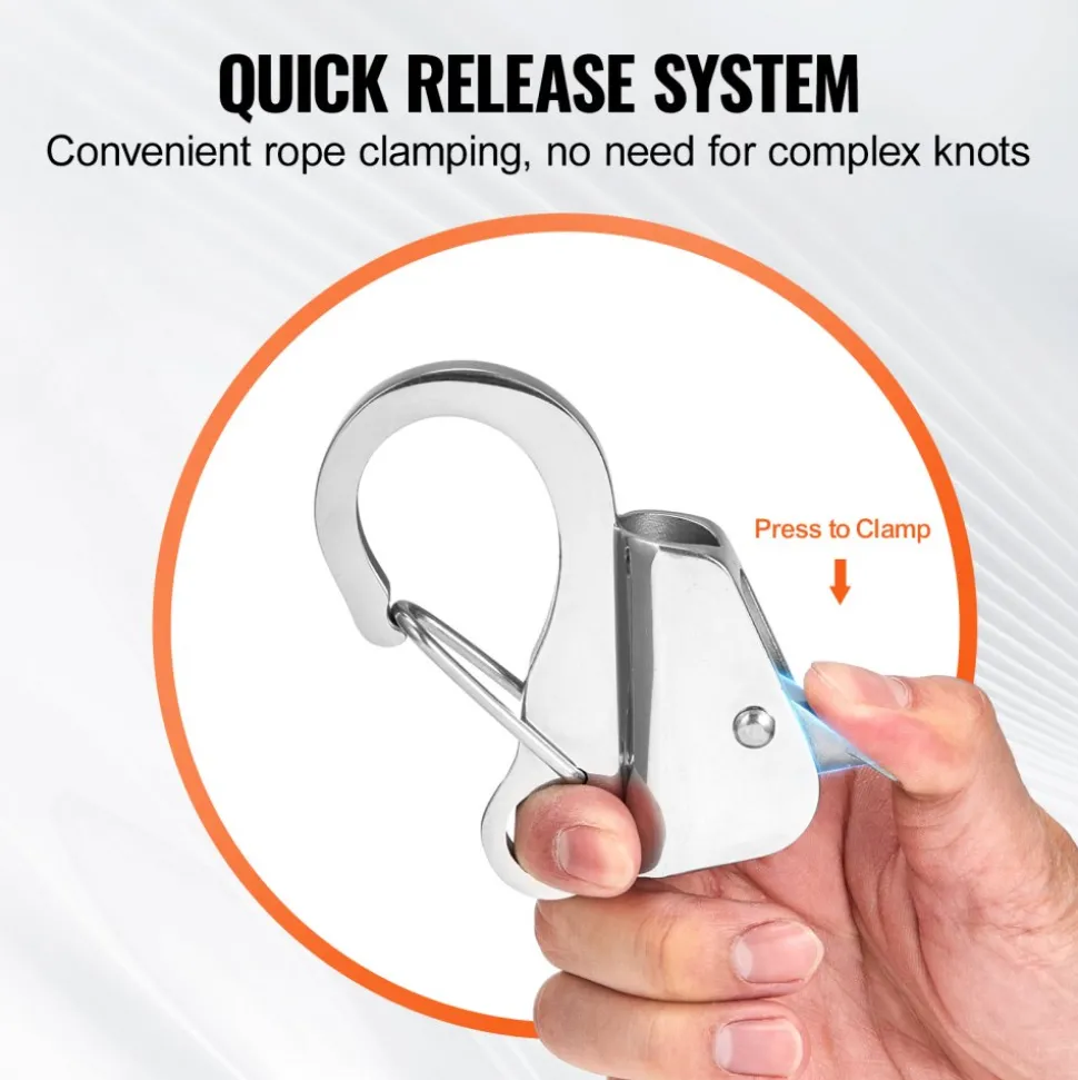 VEVOR Boat Anchor Hook, 304 Stainless Steel Slide Anchor, Knotless Anchor System with Quick Release, Boat Anchor Hook Clips for 3/8" - 5/8" Boat Anchor Rope, Easy to Use, Holds 3700 LBS