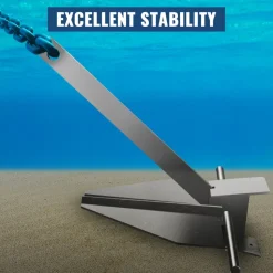 VEVOR Boat Anchor Kit 13 lb Fluke Style Anchor, Hot Dipped Galvanized Steel Fluke Anchor, Marine Anchor with Anchor, Shackles, Chain, Rope for Boat Mooring on The Beach, Boats from 20'-32'
