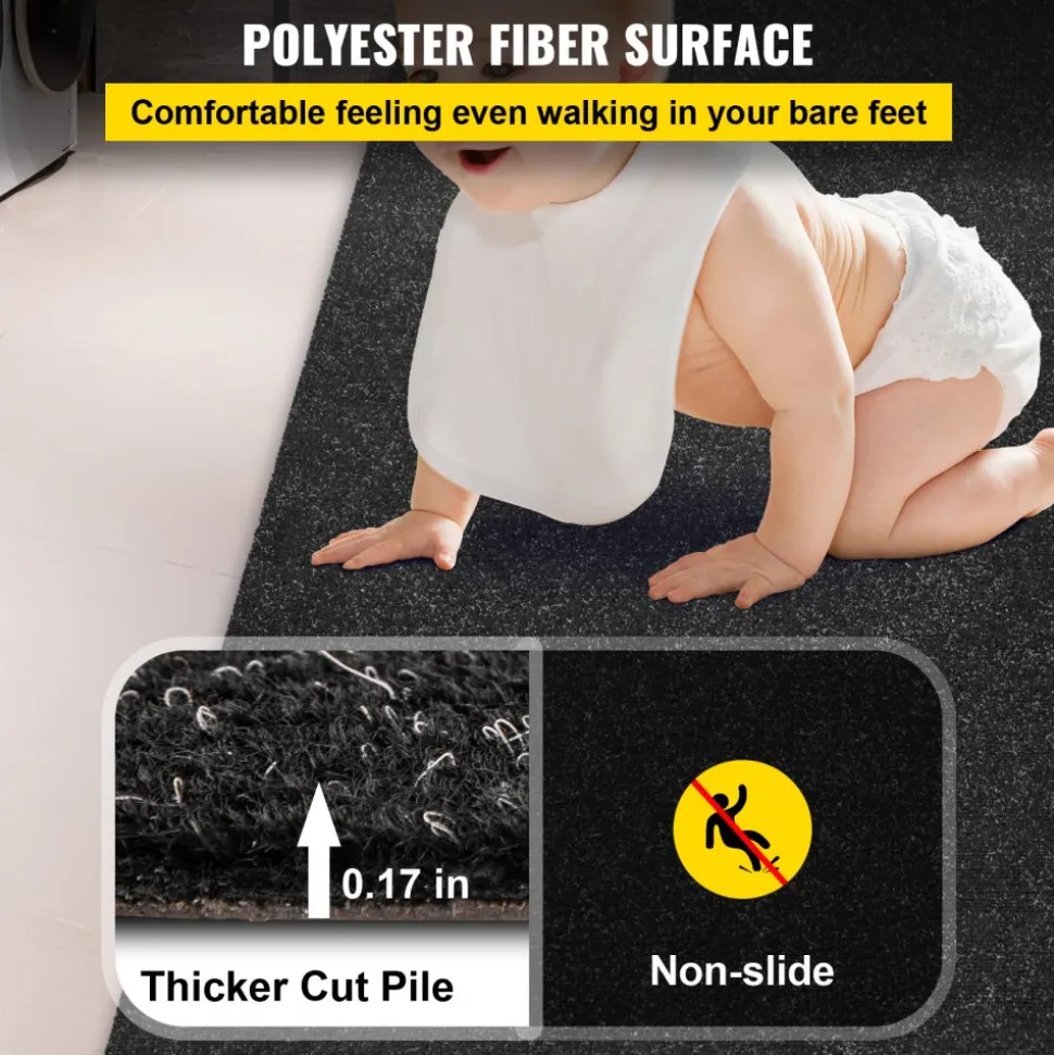 VEVOR Boat Carpet, 6 ft x 29.5 ft Marine Carpet for Boats, Waterproof Black Indoor Outdoor Carpet with Marine Backing Anti-Slide Marine Grade Boat Carpet Cuttable Easy to Clean Patio Rugs Deck Rug