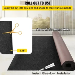 VEVOR Boat Carpet, 6 ft x 29.5 ft Marine Carpet for Boats, Waterproof Black Indoor Outdoor Carpet with Marine Backing Anti-Slide Marine Grade Boat Carpet Cuttable Easy to Clean Patio Rugs Deck Rug