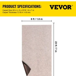 VEVOR Boat Carpet, 6 ft x 23 ft Marine Carpet for Boats, Waterproof Light Brown Carpet with Marine Backing Anti-Slide Marine Grade Boat Carpet Cuttable Easy to Clean Patio Rugs Deck Rug