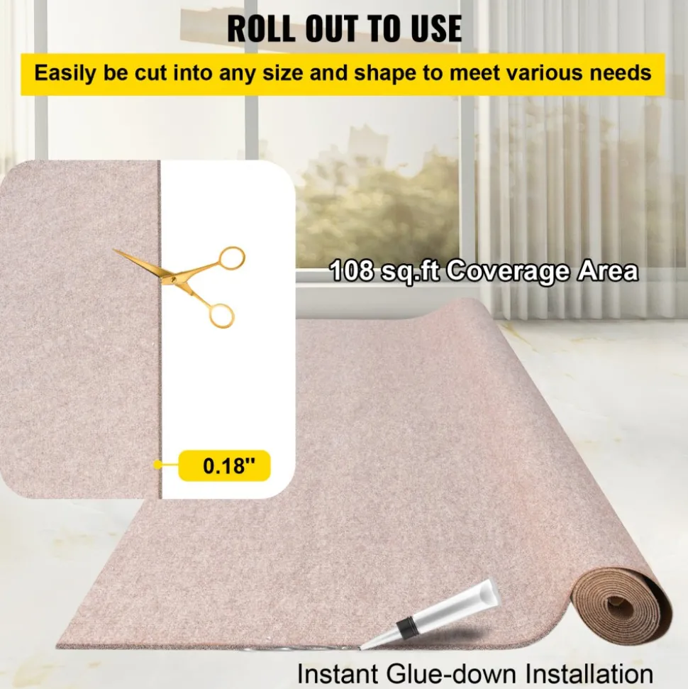 VEVOR Boat Carpet, 6 ft x 18 ft Marine Carpet for Boats, Waterproof Light Brown Carpet with Marine Backing Anti-Slide Marine Grade Boat Carpet Cuttable Easy to Clean Patio Rugs Deck Rug