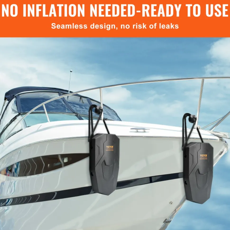 VEVOR Boat Fenders, 8.6" x 16" Boat Bumpers for Docking, Marine EVA Boat Dock Fender Bumper with Ropes, Cord Locks and Storage Bag, No Inflation Required, for Class A/Class 1/Part Class 2, Black