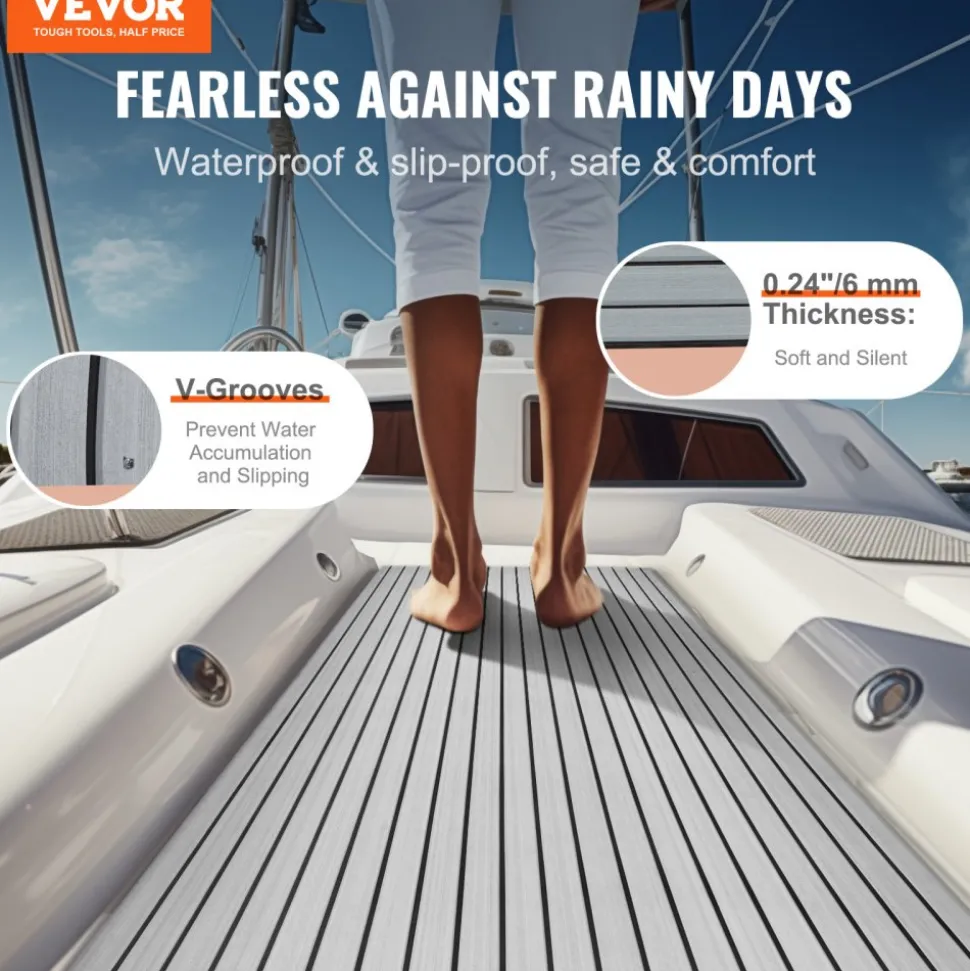 VEVOR Boat Flooring, EVA Foam Boat Decking 94.5" x 45.7", Non-Slip Self-Adhesive Flooring, 29.9 sq.ft Marine Carpet for Boats, Yacht, Pontoon, Kayak Decking