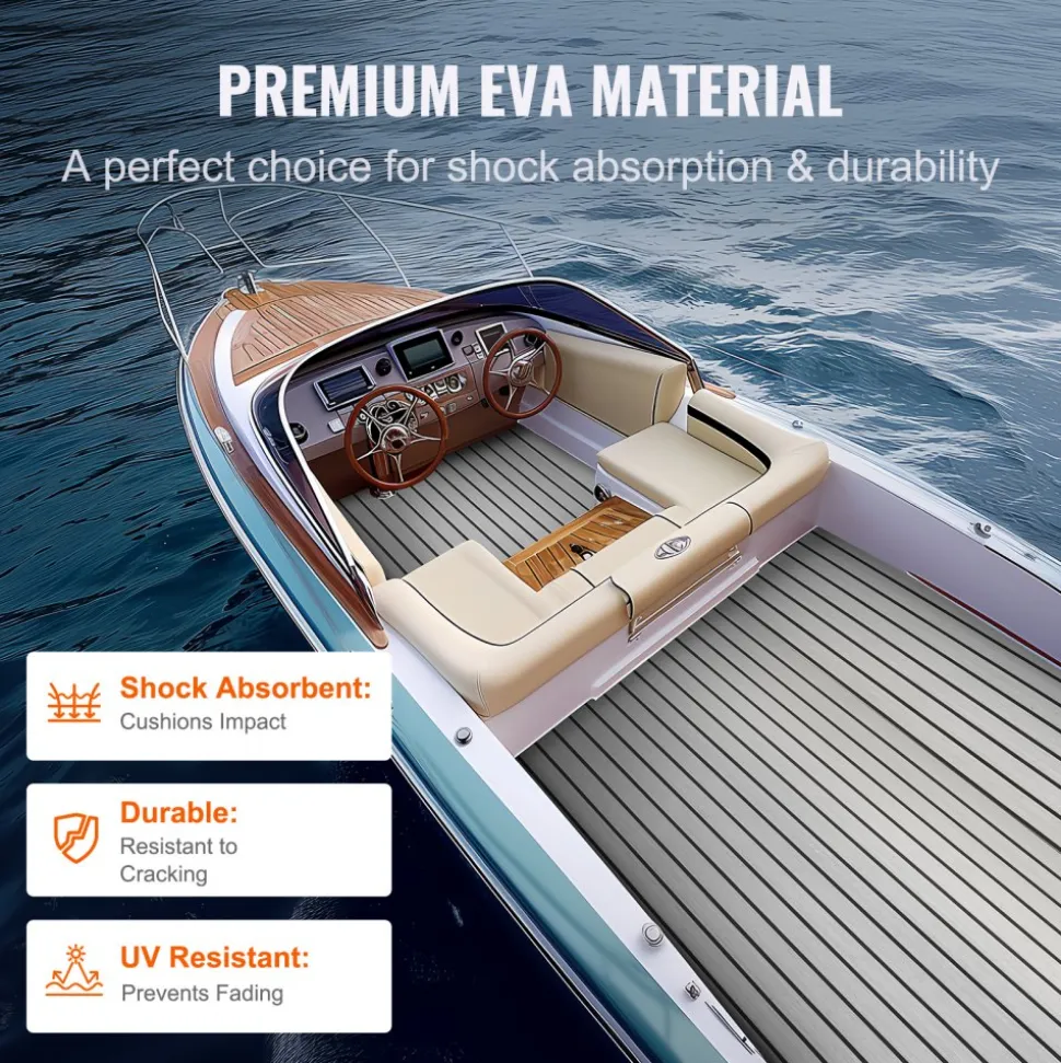 VEVOR Boat Flooring, EVA Foam Boat Decking 94.5" x 35.4", Non-Slip Self-Adhesive Flooring, 23.2 sq.ft Marine Carpet for Boats, Yacht, Pontoon, Kayak Decking