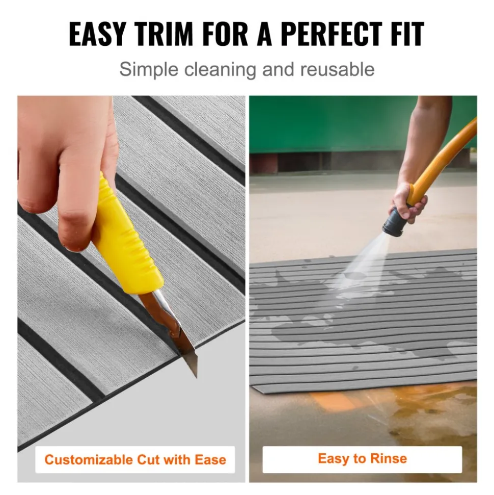 VEVOR Boat Flooring, EVA Foam Boat Decking 94.5" x 35.4", Non-Slip Self-Adhesive Flooring, 23.2 sq.ft Marine Carpet for Boats, Yacht, Pontoon, Kayak Decking