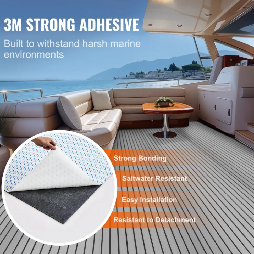 VEVOR Boat Flooring, EVA Foam Boat Decking 94.5" x 35.4", Non-Slip Self-Adhesive Flooring, 23.2 sq.ft Marine Carpet for Boats, Yacht, Pontoon, Kayak Decking