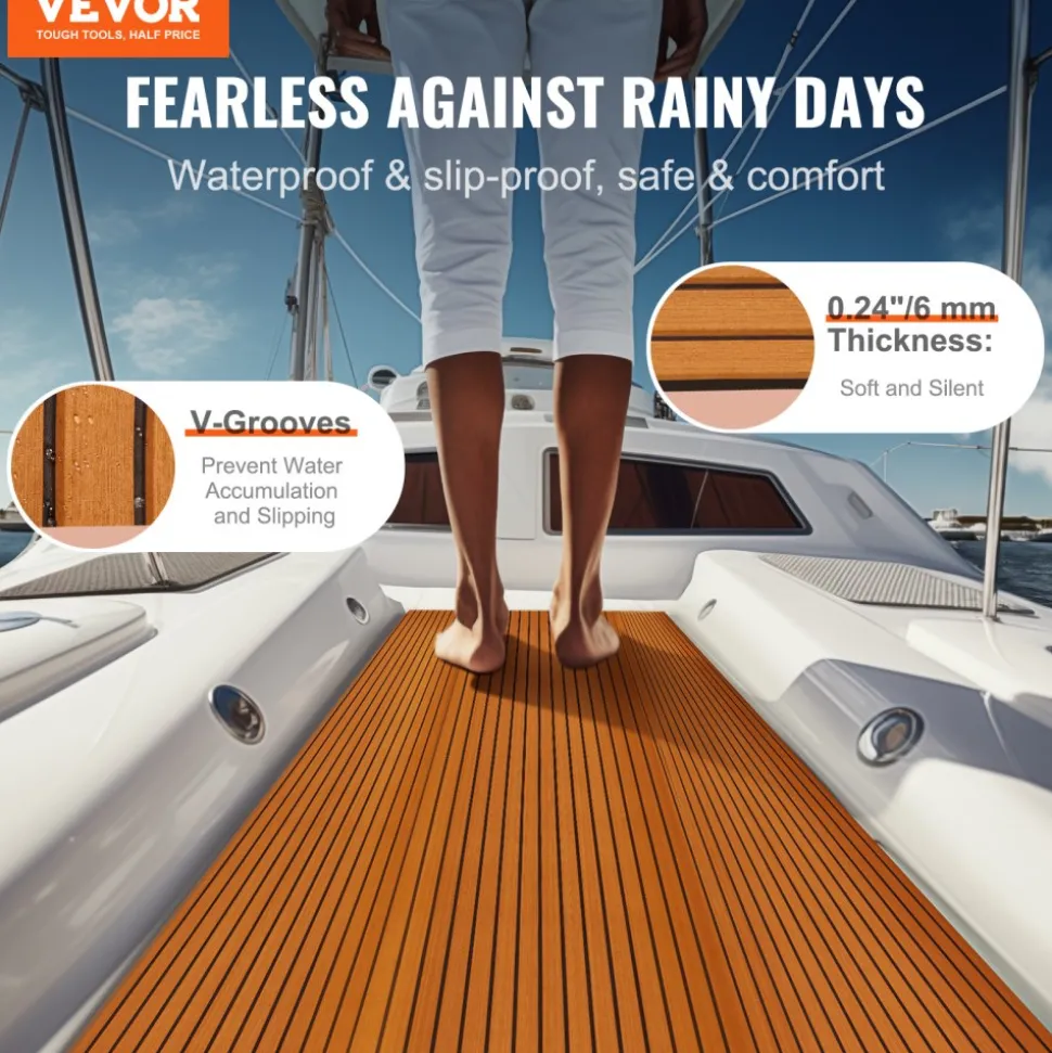 VEVOR Boat Flooring, EVA Foam Boat Decking 94.5" x 46", Non-Slip Self-Adhesive Flooring, 29.9 sq.ft Marine Carpet for Boats, Yacht, Pontoon, Kayak Decking
