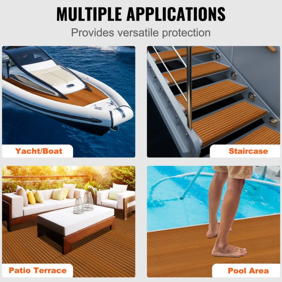 VEVOR Boat Flooring, EVA Foam Boat Decking 94.5" x 46", Non-Slip Self-Adhesive Flooring, 29.9 sq.ft Marine Carpet for Boats, Yacht, Pontoon, Kayak Decking