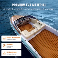 VEVOR Boat Flooring, EVA Foam Boat Decking 94.5" x 35.4", Non-Slip Self-Adhesive Flooring, 23.2 sq.ft Marine Carpet for Boats, Yacht, Pontoon, Kayak Decking