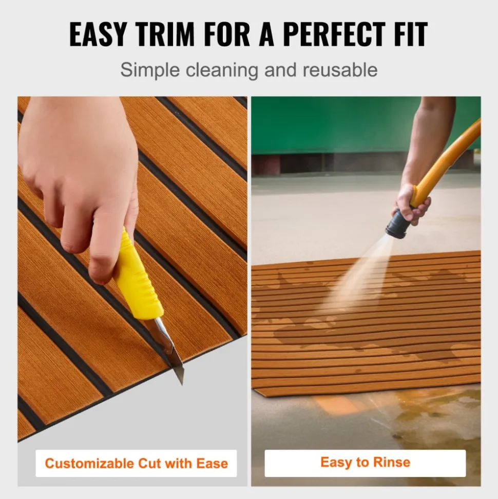 VEVOR Boat Flooring, EVA Foam Boat Decking 94.5" x 35.4", Non-Slip Self-Adhesive Flooring, 23.2 sq.ft Marine Carpet for Boats, Yacht, Pontoon, Kayak Decking
