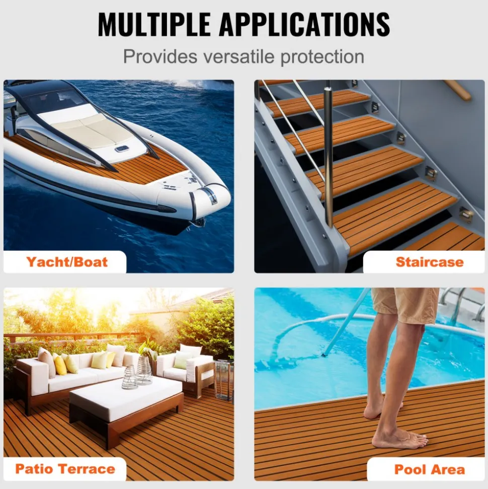 VEVOR Boat Flooring, EVA Foam Boat Decking 94.5" x 35.4", Non-Slip Self-Adhesive Flooring, 23.2 sq.ft Marine Carpet for Boats, Yacht, Pontoon, Kayak Decking
