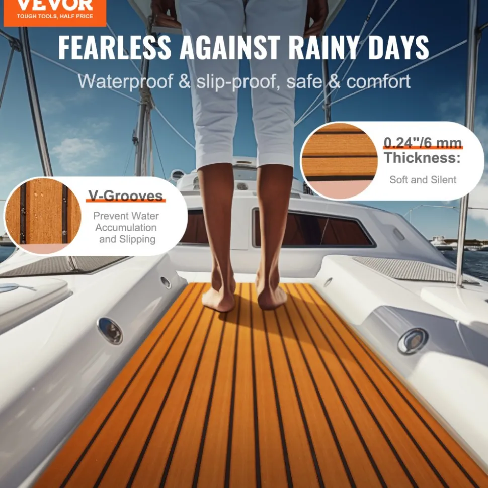 VEVOR Boat Flooring, EVA Foam Boat Decking 94.5" x 35.4", Non-Slip Self-Adhesive Flooring, 23.2 sq.ft Marine Carpet for Boats, Yacht, Pontoon, Kayak Decking