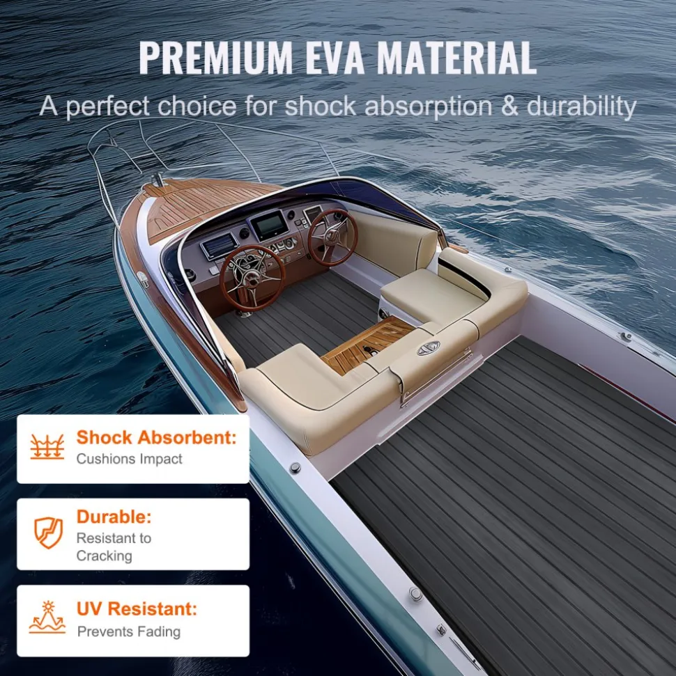VEVOR Boat Flooring, EVA Foam Boat Decking 94.5" x 23.6", Non-Slip Self-Adhesive Flooring, 15.5 sq.ft Marine Carpet for Boats, Yacht, Pontoon, Kayak Decking
