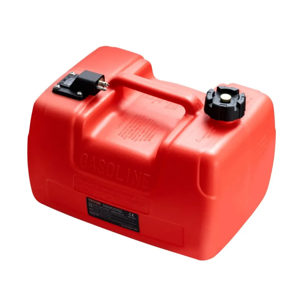 VEVOR Boat Fuel Tank, 3.17-Gallon/12-L Marine Outboard Transfer Tank, Transfer Tank with 9.8ft Hose, Gauge for Outboard Engine, Yacht, Fishing Boat, Deck, Red