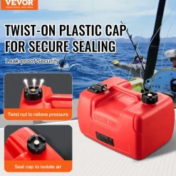 VEVOR Boat Fuel Tank, 3.17-Gallon/12-L Marine Outboard Transfer Tank, Transfer Tank with 9.8ft Hose, Gauge for Outboard Engine, Yacht, Fishing Boat, Deck, Red