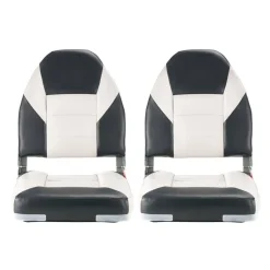 VEVOR Boat Seat, High Backrest, Folding Fishing Boat Seat with Thickened Sponge Cushion & Waterproof PVC Leather, Aluminum Alloy Hinges, Flip Up Boat Seat for Boats, Yachts, Ships, Black & Grey
