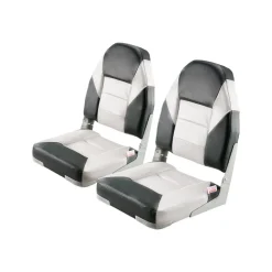 VEVOR Boat Seat, High Backrest, Folding Fishing Boat Seat with Thickened Sponge Cushion & Waterproof PVC Leather, Aluminum Alloy Hinges, Flip Up Boat Seat for Boats, Yachts, Ships, Black & Grey