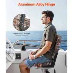 VEVOR Boat Seat, High Backrest, Folding Fishing Boat Seat with Thickened Sponge Cushion & PU Polyester Fabric, Aluminum Alloy Hinges, Flip Up Boat Seat for Boats, Yachts, Ships, Camouflage (2 Seats)