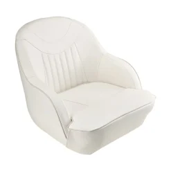 VEVOR Boat Seat, Low Backrest, Boat Seat Captain Bucket Seat with Thickened Sponge Cushion & Waterproof PVC Leather, Ergonomic Design, Suitable for Fishing Boats, Yachts, Ships, White