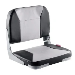 VEVOR Boat Seat, Low Backrest, Folding Fishing Boat Seat with Thickened Sponge Cushion & Waterproof PVC Leather, Aluminum Alloy Hinges, Flip Up Boat Seat for Fishing Boats, Yachts, Ships, Black & Grey