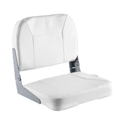 VEVOR Boat Seat, Low Backrest, Folding Fishing Boat Seat with Thickened Sponge Cushion & Waterproof PVC Leather, Aluminum Alloy Hinges, Flip Up Boat Seat for Fishing Boats, Yachts, Ships, White