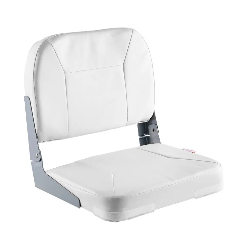 VEVOR Boat Seat, Low Backrest, Folding Fishing Boat Seat with Thickened Sponge Cushion & Waterproof PVC Leather, Aluminum Alloy Hinges, Flip Up Boat Seat for Fishing Boats, Yachts, Ships, White