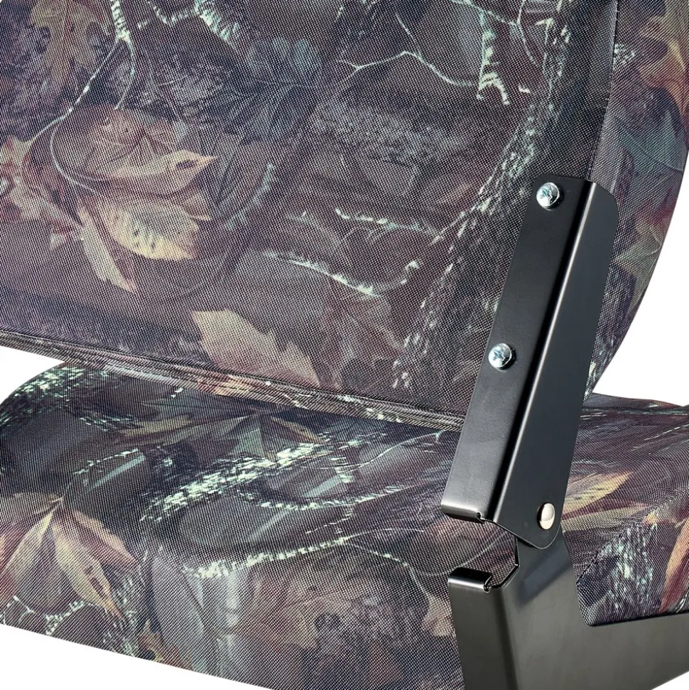 VEVOR Boat Seat, Low Backrest, Folding Fishing Boat Seat with Thickened Sponge Cushion & PU Polyester Fabric, Strong PP Frame, Flip Up Boat Seat for Boats, Yachts, Ships, Camouflage Color (2 Seats)
