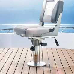 VEVOR Boat Seat Pedestal, Adjustable Height from 13.39 to 19.2 Inches, Aluminum Alloy Boat Chair Base with Slide, 5-inch Sliding Travel, Locking Design, Ideal for Fishing and Boating Enthusiasts