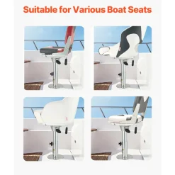 VEVOR Boat Seat Pedestal, Adjustable Height from 13.39 to 19.2 Inches, Aluminum Alloy Boat Chair Base with Slide, 5-inch Sliding Travel, Locking Design, Ideal for Fishing and Boating Enthusiasts