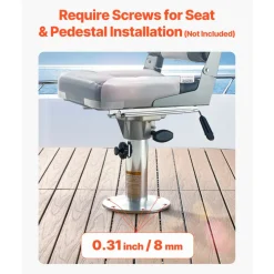 VEVOR Boat Seat Pedestal, Adjustable Height from 13.39 to 19.2 Inches, Aluminum Alloy Boat Chair Base with Slide, 5-inch Sliding Travel, Locking Design, Ideal for Fishing and Boating Enthusiasts
