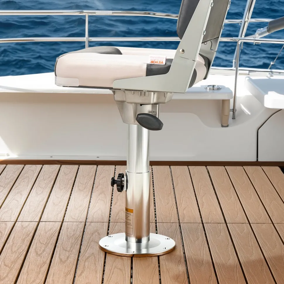 VEVOR Boat Seat Pedestal, Adjustable Height from 12.76 to 18.7 Inches, Aluminum Alloy Boat Chair Base with Locking Design, Waterproof & Rust-resistant, Ideal for Fishing and Boating Enthusiasts