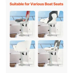 VEVOR Boat Seat Pedestal, Forward & Backward Sliding Adjustment, Aluminum Alloy Boat Chair Base with Slide, 5-inch Sliding Travel, Waterproof & Rust-resistant, Fit 2-7/8 Inch Diameter Pedestal Post